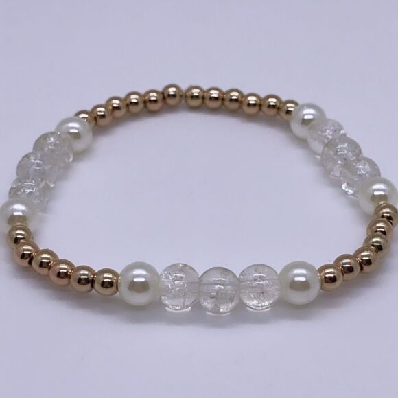 NWT Wool + Pepper Co. Clear Glass Bracelet - Picture 1 of 6